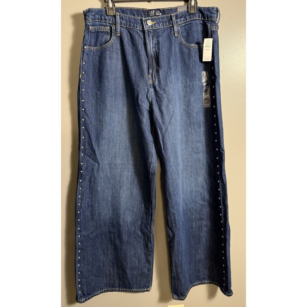 Gap Women's 14/32R High-Rise Wide‎ Leg Jeans Blue